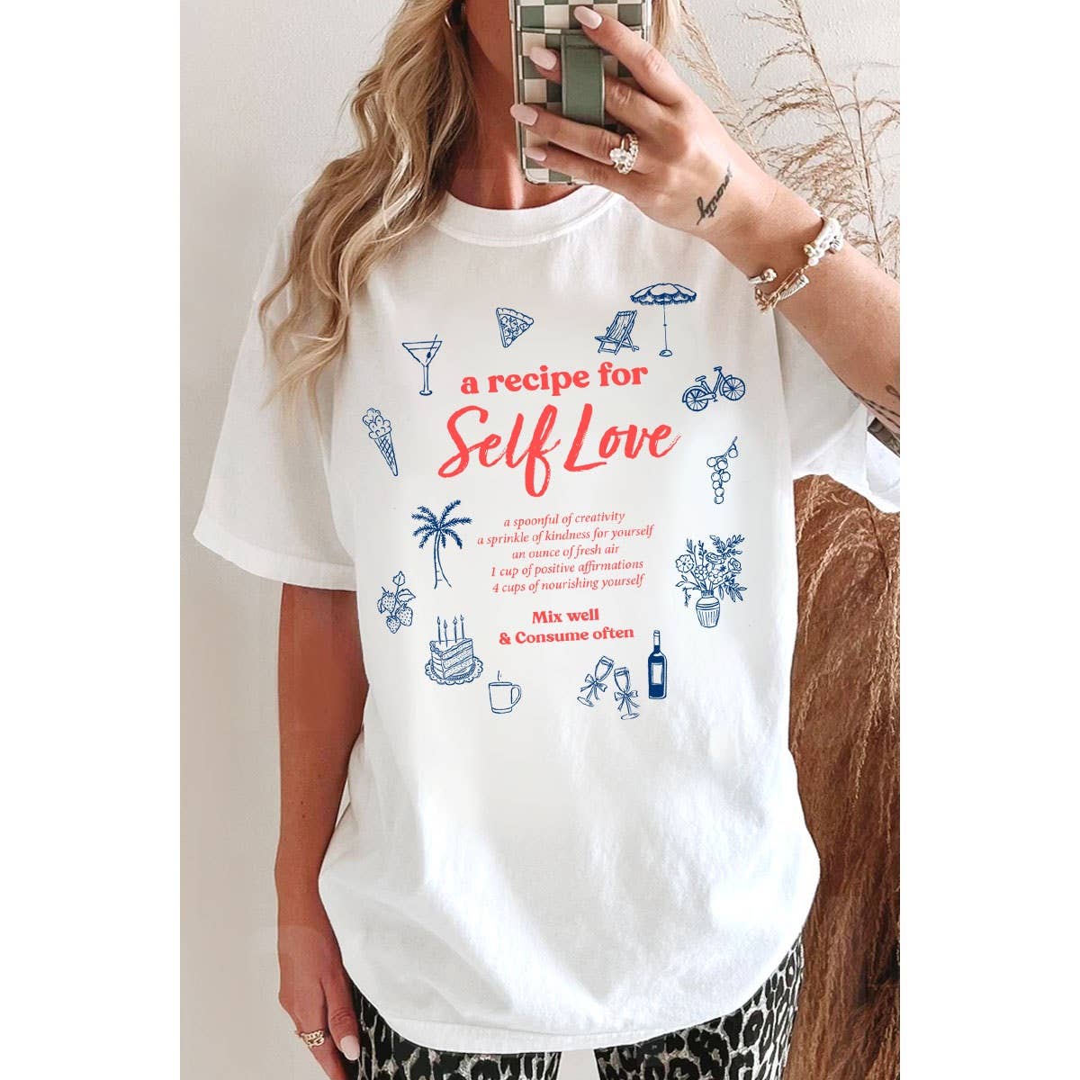 SELF LOVE WASHED GRAPHIC TEE: White