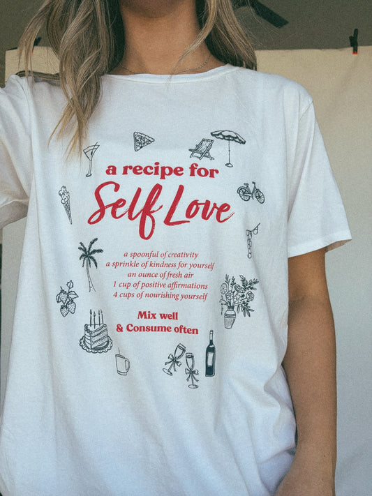 SELF LOVE WASHED GRAPHIC TEE: White