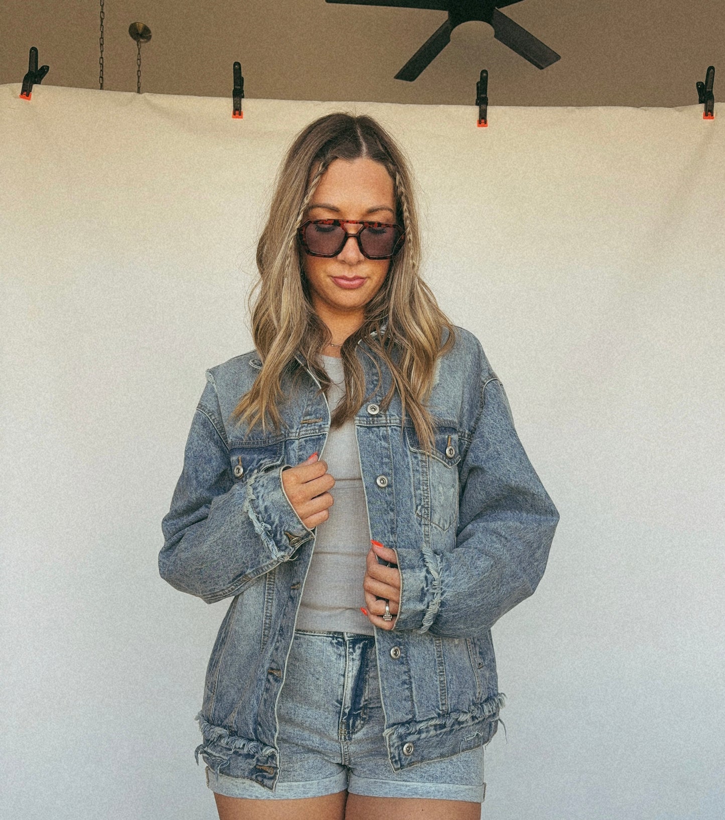 OVERSIZED COTTON DENIM JACKET: MEDIUM WASH