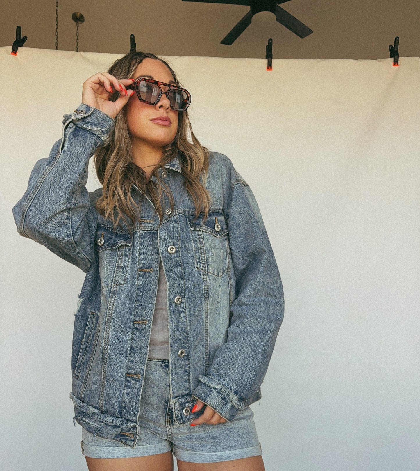 OVERSIZED COTTON DENIM JACKET: MEDIUM WASH