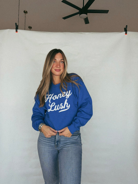 Honey Lush puff print cropped sweater