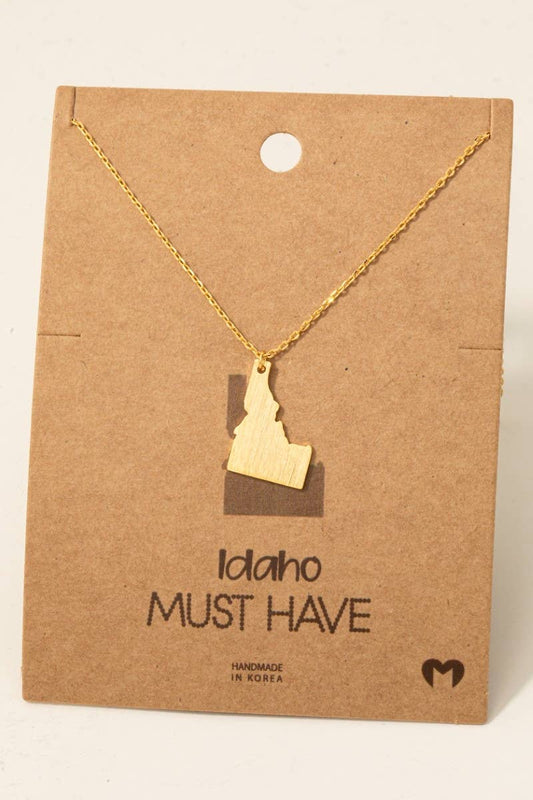 Idaho State Pendant Necklace: Gold