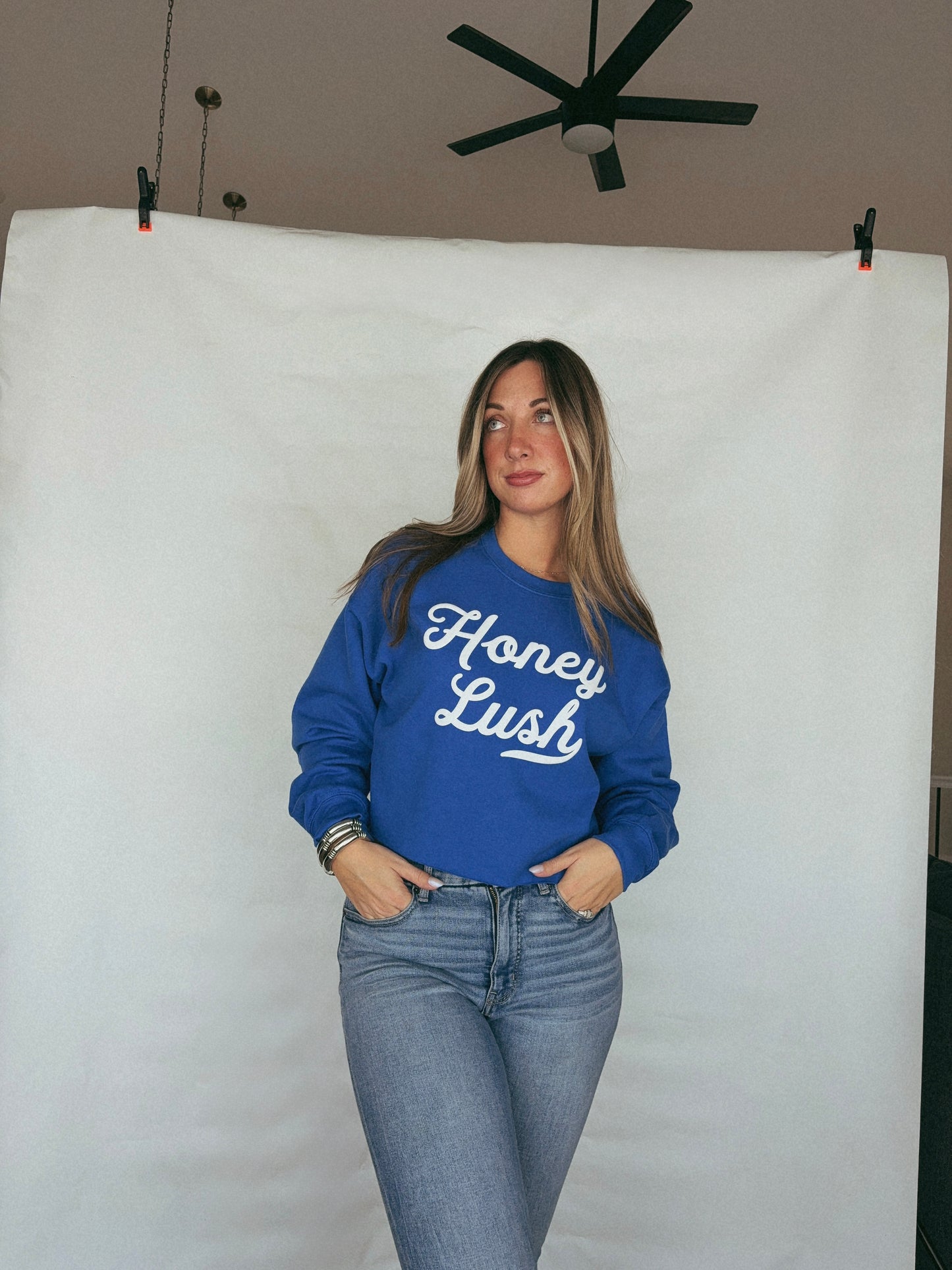 Honey Lush puff print cropped sweater