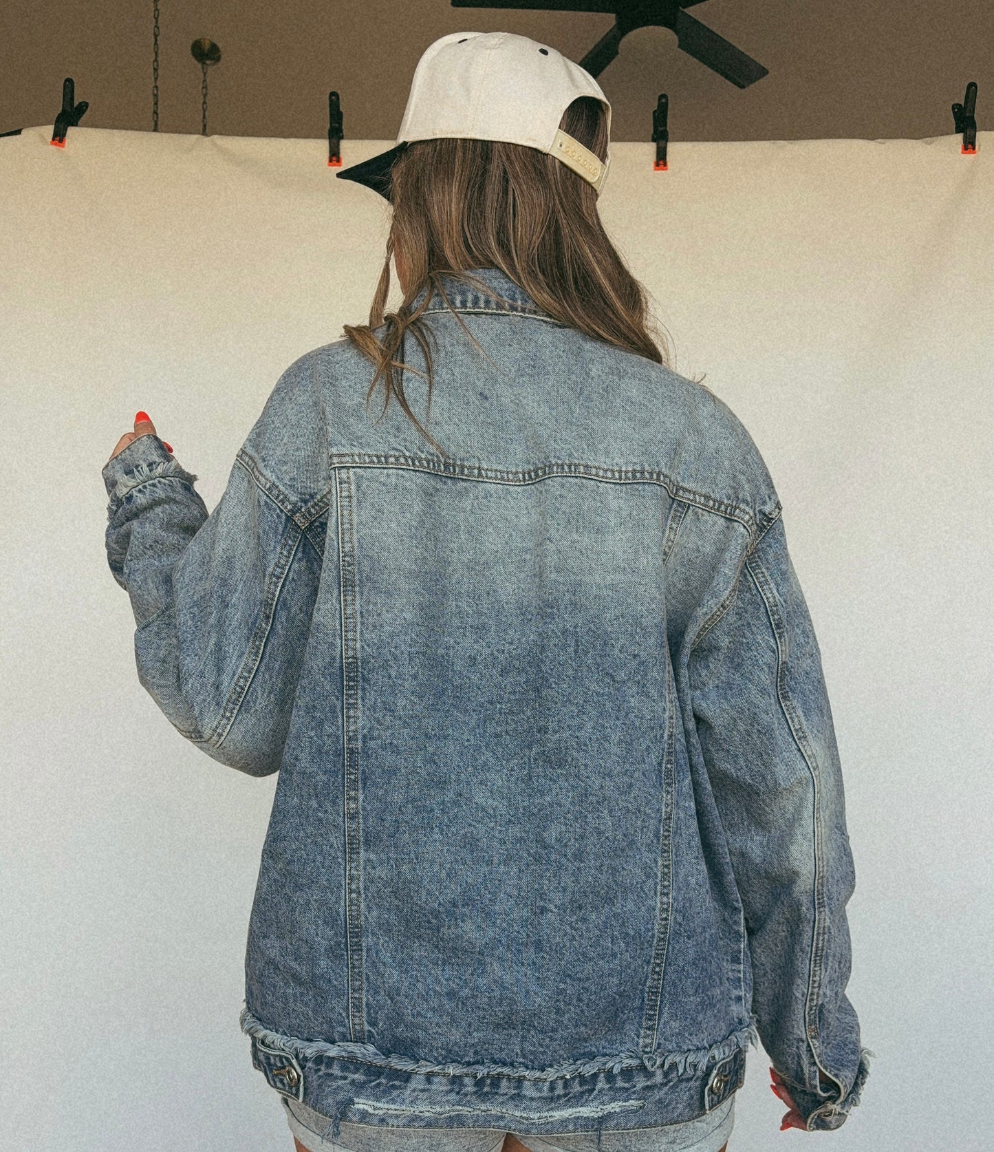 OVERSIZED COTTON DENIM JACKET: MEDIUM WASH