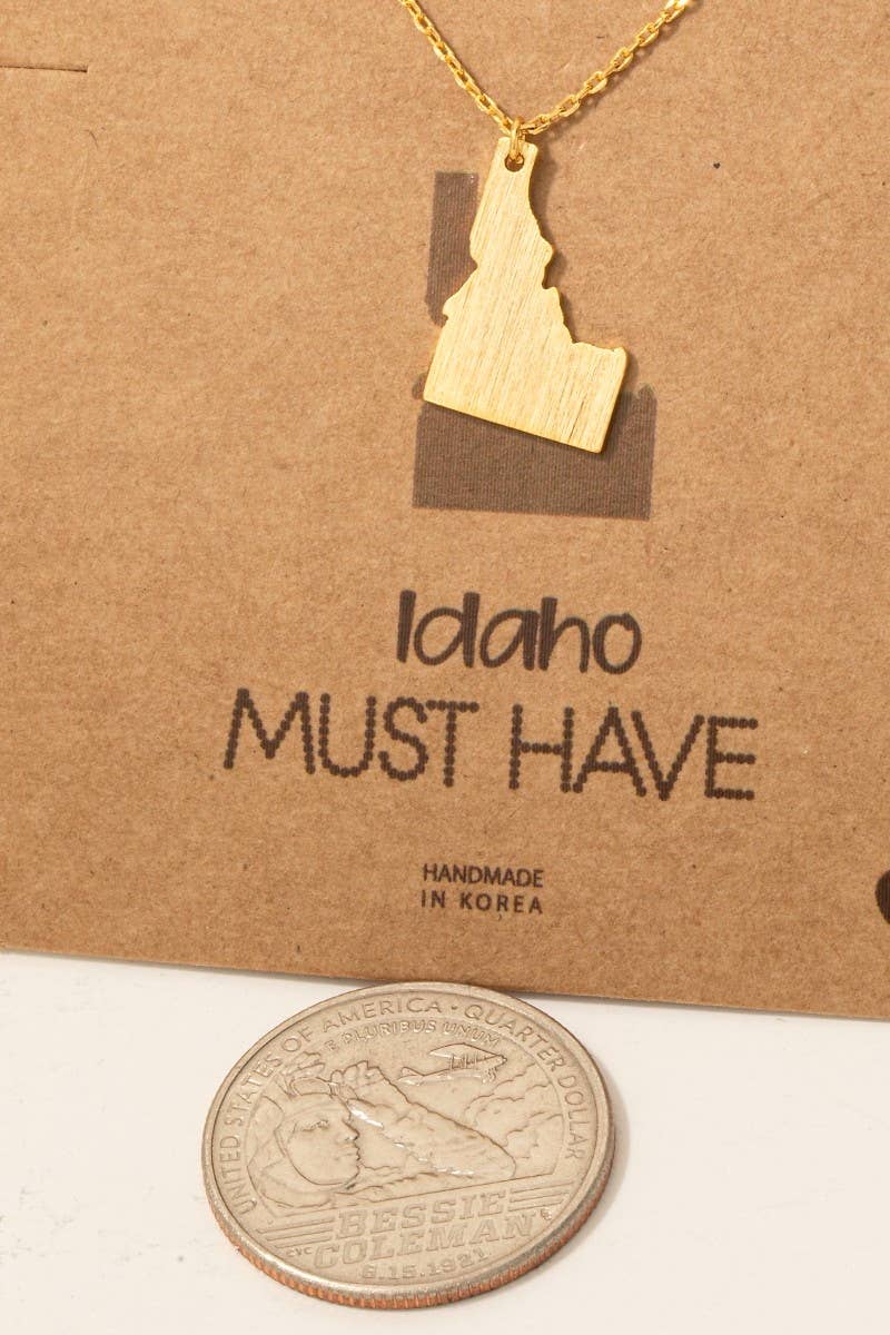 Idaho State Pendant Necklace: Gold