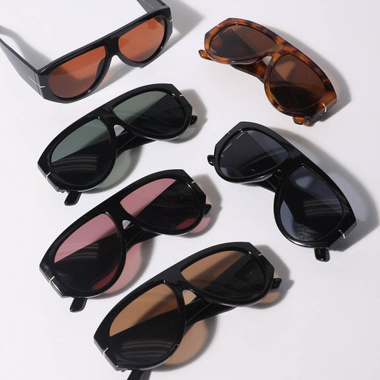 Women's Dark Tinted Aviator Oversized Sunglasses: 12 ASSORTED COLOR / One Size